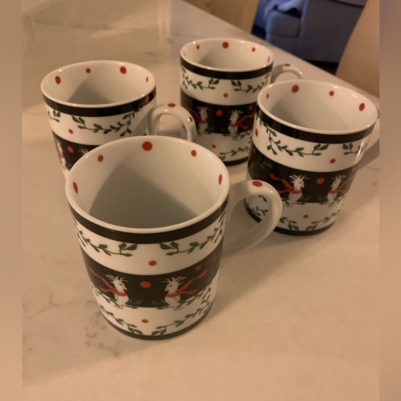 Bridget Dobson Cocky Twos Holiday Mug Set 4 Cockatoo Coffee Tea Cups New in Box - Picture 2 of 12